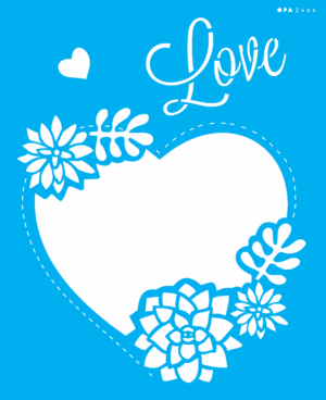 Stencil OPA 2464 - Moldura Coração - 20 x 25cm