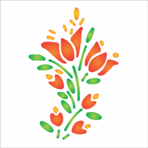 Stencil OPA 0148 - Flores Lírios - 10 x 10cm