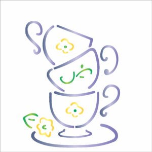 Stencil OPA 0149 - Xícaras - 10 x 10cm