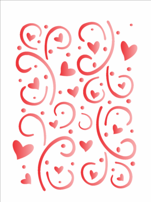 Stencil OPA 0376 - Estamparia Corações - 15 x 20cm