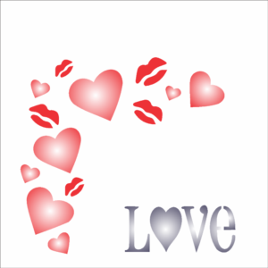 Stencil OPA 0501 - Cantoneira Love - 10 x 10cm