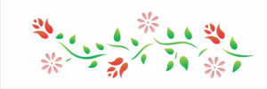 Stencil OPA 0729 - Flores e Botões - 10 x 30cm