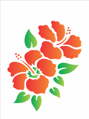 Stencil OPA 0755 - Flores Hibiscos I - 15 x 20cm