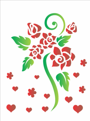 Stencil OPA 0756 - Flores Rosas Românticas - 15 x 20cm