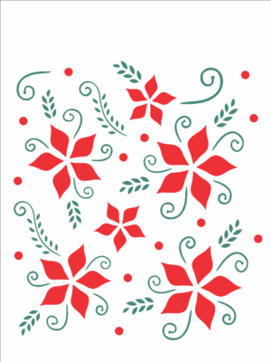 Stencil OPA 0874 - Flores Natalinas - 15 x 20cm