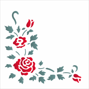 Stencil OPA 0983 - Cantoneira Rosas - 14 x 14cm