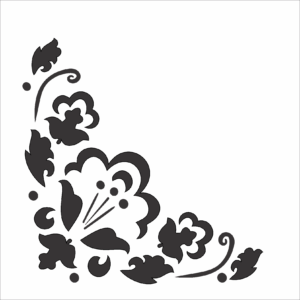Stencil OPA 0984 - Cantoneira Floral - 14 x 14cm