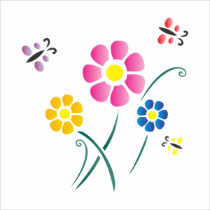 Stencil OPA 0986 - Flores - 14 x 14cm