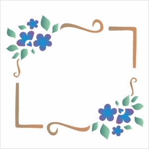 Stencil OPA 0995 - Moldura Flor - 14 x 14cm