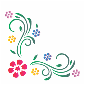 Stencil OPA 1027 - Cantoneira Flores II - 14 x 14cm