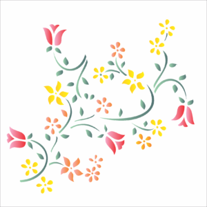 Stencil OPA 1029 - Flores Tulipas - 14 x 14cm