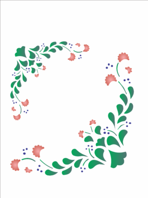 Stencil OPA 1043 - Cantoneira Folhas - 15 x 20cm
