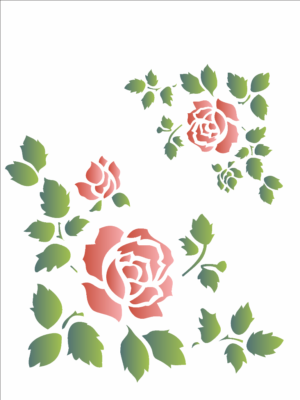 Stencil OPA 1044 - Cantoneira Rosas - 15 x 20cm