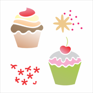 Stencil OPA 1052 - Cupcakes - 14 x 14cm