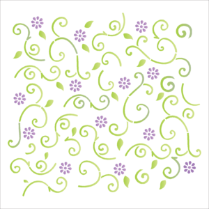 Stencil OPA 1054 - Estamparia Flor/Folha - 14 x 14cm