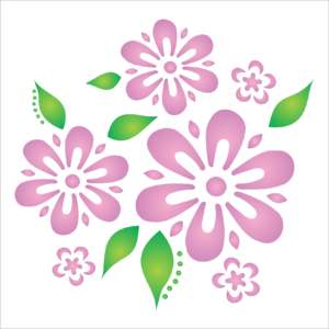 Stencil OPA 1056 - Flores e Folhas - 14 x 14cm