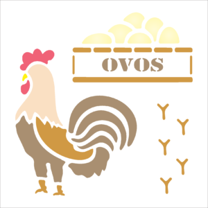 Stencil OPA 1057 - Galinha Ovos - 14 x 14cm