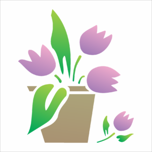 Stencil OPA 1061 - Vaso Tulipas - 14 x 14cm