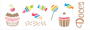 Stencil OPA 1099 - Doces - 10 x 30cm