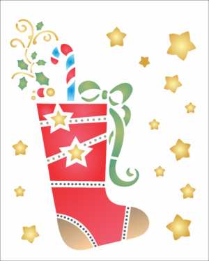 Stencil OPA 1118 - Bota de Natal - 20 x 25cm