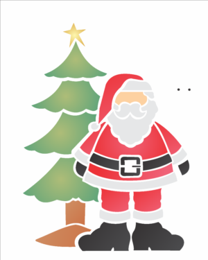 Stencil OPA 1119 - Papai Noel e Árvore - 20 x 25cm