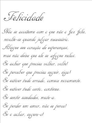 Stencil OPA 1150 - Poema Felicidade - 15 x 20cm