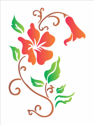 Stencil OPA 1218 - Flores Hibiscos III - 15 x 20cm