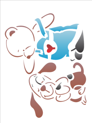 Stencil OPA 1321 - Urso e Cachorrinho - 15 x 20cm
