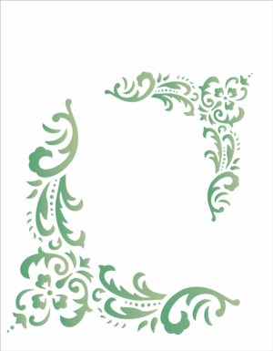 Stencil OPA 1324 - Cantoneira Flor Folhas - 20 x 25cm
