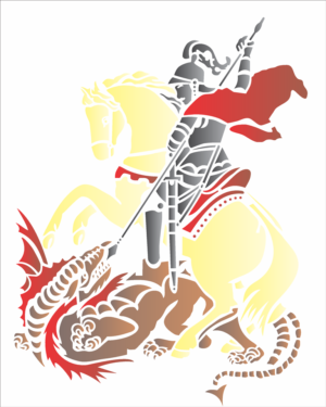 Stencil OPA 1335 - Religião São Jorge - 20 x 25cm