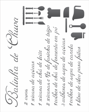 Stencil OPA 1402 - Receita Bolinho de Chuva - 20 x 25cm