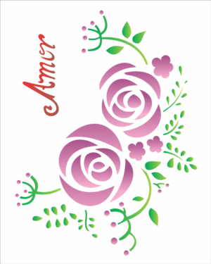 Stencil OPA 1407 - Flores Retrô - 20 x 25cm