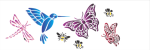 Stencil OPA 1463 - Borboleta - Pássaro e Abelhas - 10 x 30cm