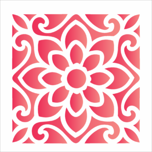 Stencil OPA 1735 - Ladrilho Flor - 14 x 14cm