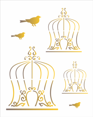 Stencil OPA 1777 - Gaiola  - 20 x 25cm