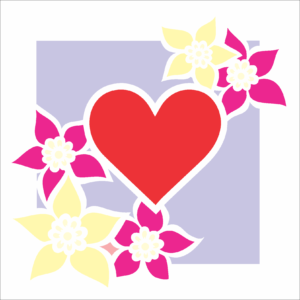 Stencil OPA 2437 - Moldura Flor e Coração - 14 x 14cm