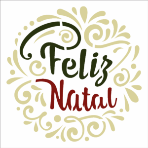 Stencil OPA 2549 - Frase Feliz Natal Lettering - 14 x 14cm