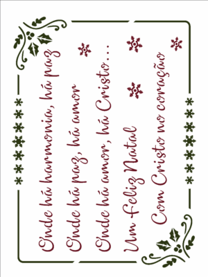 Stencil OPA 2551 - Poema Mensagem Natalina - 15 x 20cm