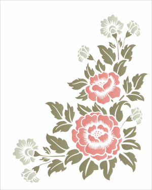 Stencil OPA 2582 - Cantoneira Flores - 20 x 25cm