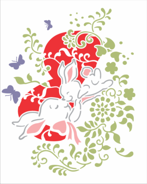 Stencil OPA 2825 - Mãe e Filho Coelhos I - 20 x 25cm