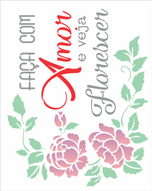 Stencil OPA 2889 - Frase Faça com Amor - 20 x 25cm