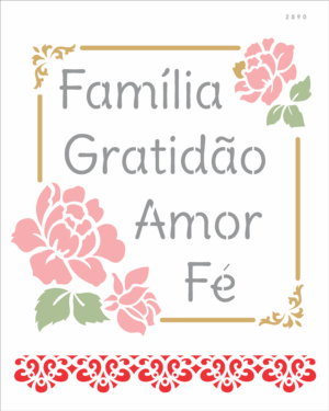 Stencil OPA 2890 - Frase Família - 20 x 25cm