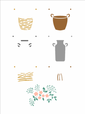 Stencil OPA 2934 - Country Brasil - Cestos e Leiteira - 15 x 20cm