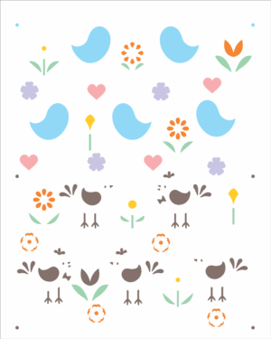 Stencil OPA 2971 - Estamparia Pássaros e Flores - 20 x 25cm
