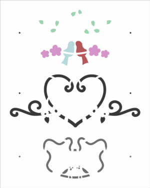 Stencil OPA 2985 - Pásssaros Love - 20 x 25cm