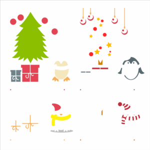 Stencil OPA 3008 - Árvore de Natal e Pinguim - 30.5 x 30.5cm