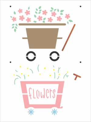 Stencil OPA 3022 - Farmhouse Carrinho de Flores - 15 x 20cm