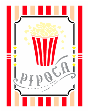 Stencil OPA 3098 - Culinaria Pipoca - 20 x 25cm