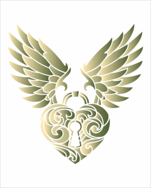 Stencil OPA 3114 - Steampunk Art Coracao Cadeado - 20 x 25cm