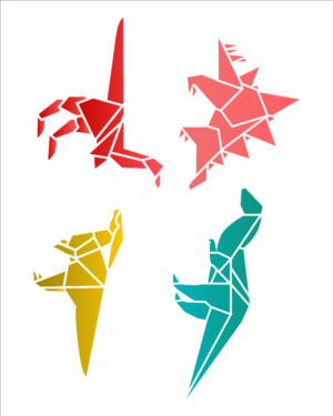 Stencil OPA 3121 - Infantil Dinossauro Origami - 20 x 25cm